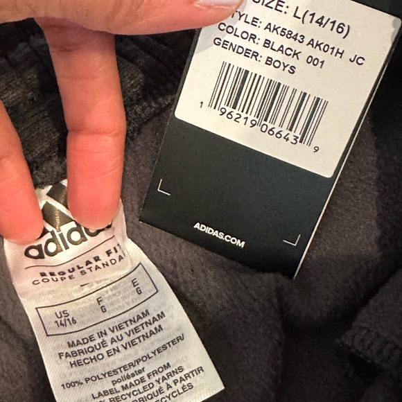 NWT Adidas Tricot joggers - Black - Big Boys Sz L (14/16) - Picture 2 of 2